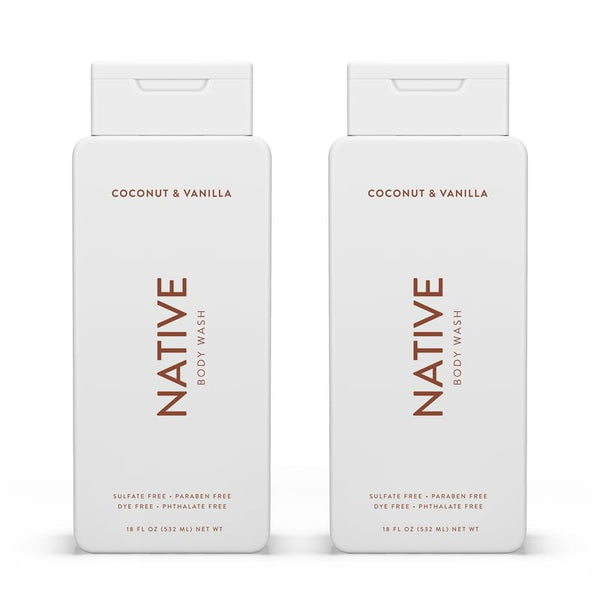 Native Body Wash - Naturally Derived Ingredients for Women & Men, Sulfate, Paraben, & Dye Free, Coconut & Vanilla 18 oz