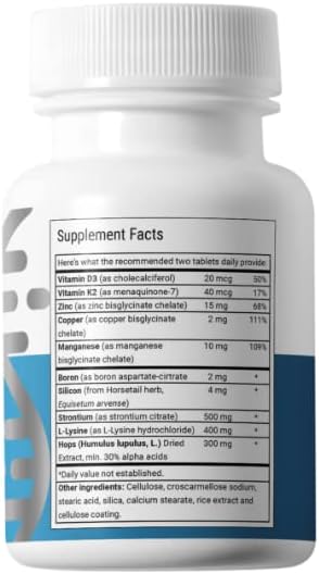 Advanced Bionutritionals Ultimate Bone Support Supplement, 60 Tablets, Strontium, Silica, Vitamin K2 and D3