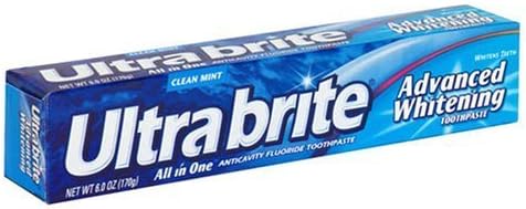 toovaloo Ultra Brite Advanced Whitening Anticavity Fluoride Toothpaste, Clean Mint Flavor, 6 oz.