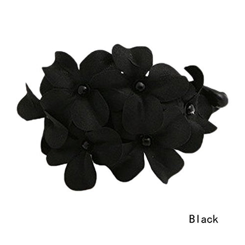LOVEF3 Pcs Fashion Handmade Women Girl Flower Banana Barrette Hair Clip, 11.5 * 6 CM, Black Pink Navy