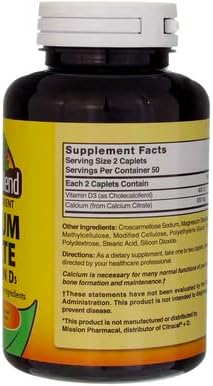 Nature's Blend Calcium Citrate with D3, 100 Caplets
