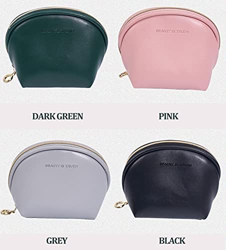 Womens Mini Cosmetic Beauty Bag, Half Moon Coin Purse with Zipper for Makeup Accessories (Pink)