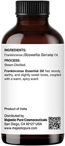 Majestic Pure Frankincense USDA Organic Essential Oil - 100% Organic Quality Oil for Skincare & Aromatherapy - 1 fl oz