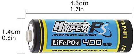 (2-Pack) 3.2V LiFePo4 14430 Rechargeable Battery, 400mAh for Solar Panel Light, Tooth Brush, Shaver