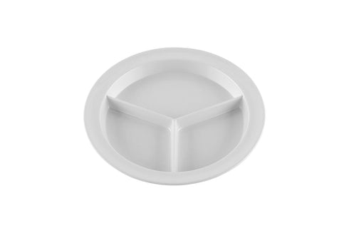 G.E.T. CP-530-W-EC Heavy-Duty 3 Compartment Plastic Divided Plates, Deep Sided, 9", White (Set of 4)