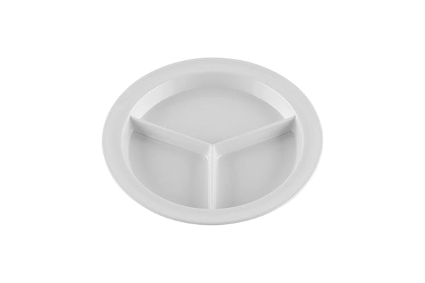 G.E.T. CP-530-W-EC Heavy-Duty 3 Compartment Plastic Divided Plates, Deep Sided, 9", White (Set of 4)