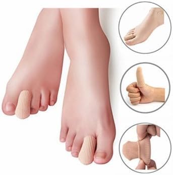 Makhry 4pcs Adjustable Cuttable Gel Toe Covers, Ribbed Knit Toe Caps, XL