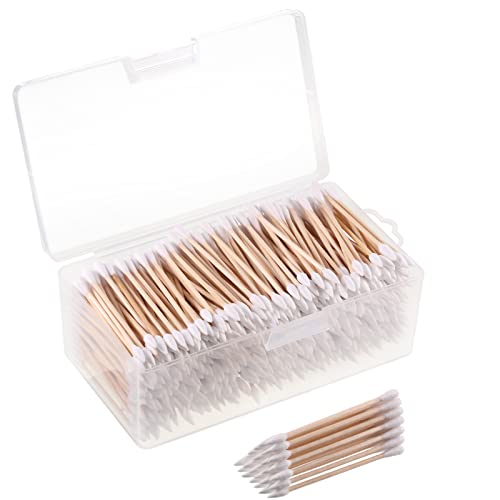 Norme 3 Inch Cotton Swabs, 500 Pcs Long Qtips with Wooden Handle in Storage Box for Cleaning