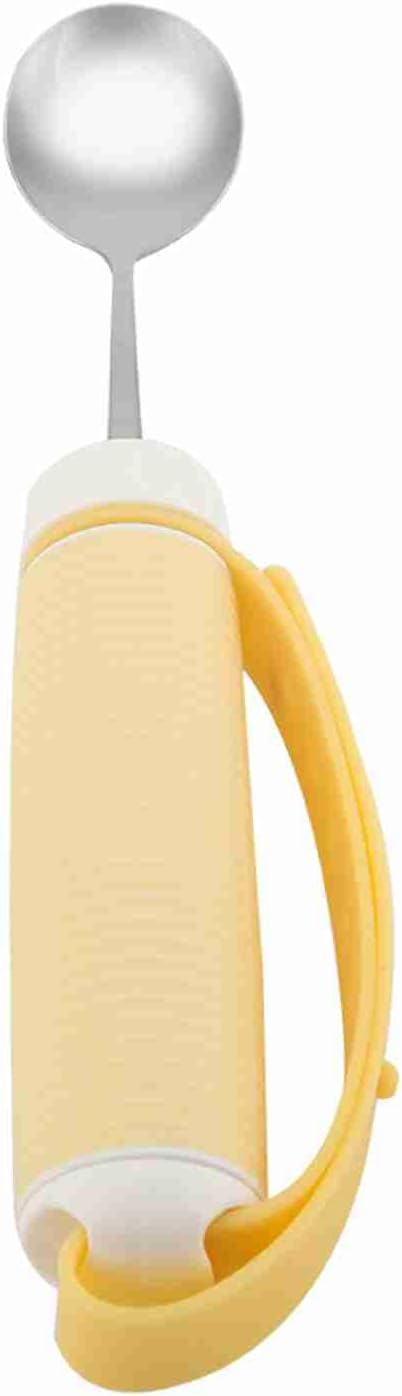 Oumefar Easy Grip Eating Aids Spoon, Disabled Utensil Stainless Steel Fork Arthritis Elder Aid Tablewares Flexible