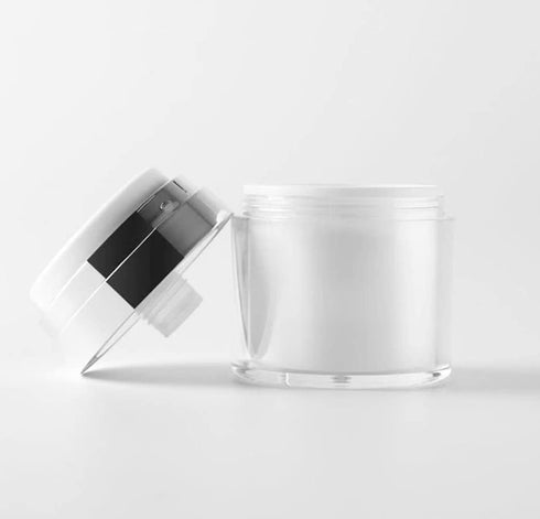Refillable Airless Pump Jars,Empty Acrylic Makeup Cosmetic Containers, Travel Lotion With Lid for Thick Moisturizer,Skincare Cream, 2 Pack, 1 oz, White by Furnido