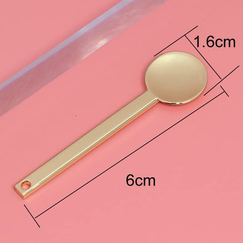 3Pcs Round Metal Cosmetic Spoon Spatulas, Mini Makeup Beauty Spoons for Home Salon, Golden