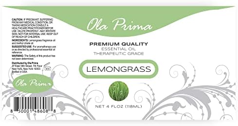 Ola Prima Lemongrass Essential Oil - 4 oz for Cleaning & Diffuser, Lemon Grass Oil