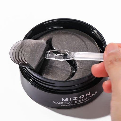 MIZON Pearl Eye Gel Patch Masks, Hydrogel Eye Treatment Mask for Reducing Wrinkles, Puffiness, Dark Circles (Black