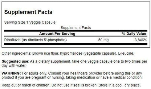 Swanson R-5-P (Riboflavin-5-Phosphate) - Vitamin B2 Supplement for Energy, Metabolism & Vision Health (60 Capsules)