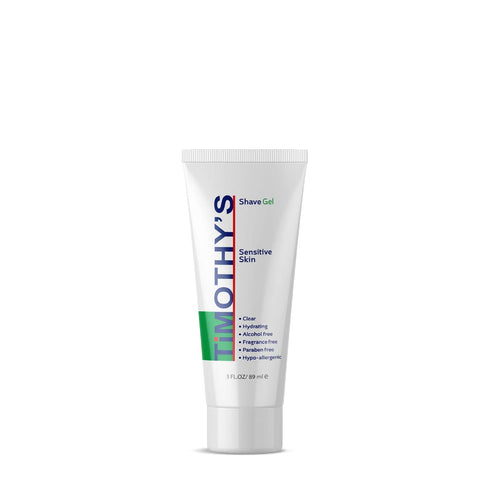Timothy's Unscented Shave Gel 3 oz, Alcohol Free, Paraben Free, Sensitive Skin, Dermatology Tested