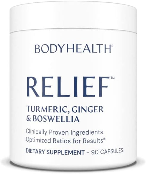 BodyHealth Inflam Relief Joint Supplement for Back, Knees, Hands, with Turmeric, Boswellia, Ginger, Non-GMO, Gluten