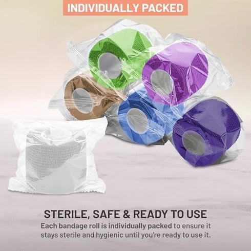 MEDca Self Adherent Cohesive Wrap Bandages, 2 Inches X 5 Yards, 6 Count (Rainbow Color)