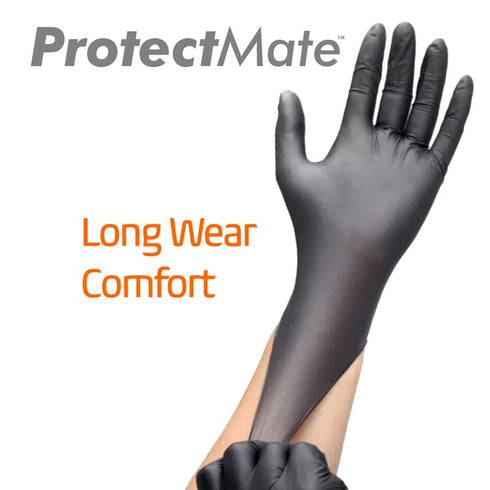 Black Nitrile Gloves, Industrial Strength 5 mil Thickness, Disposable Latex Free Gloves, Ideal for BBQ, Barber,