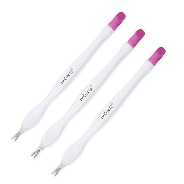 IVON 3 Pack Nail Cuticle Trimmer Pusher Remover - Double End & White Handle