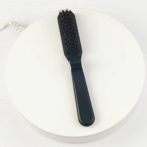 Small Home Stylish Mustache Pocket Hair Folding Brush, Black Comb for Men, Portable Detangling Grooming