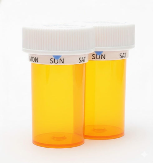 TimeVial 7 2-Pack Smart Pill Bottle, Automatic Medication Reminder, Pill Organizer, Day Weekly Tracker, Daily Medicine