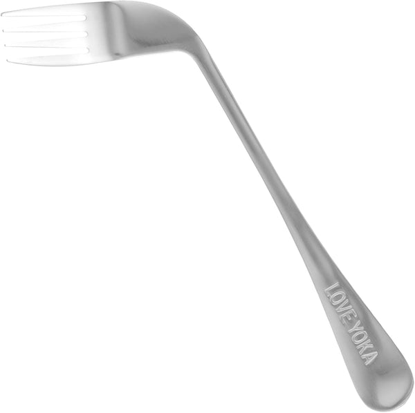 FOMIYES Adaptive Utensils, Curved Fork Right Handed Angled Fork Cutlery, Stainless Steel Eating Silverware for Elderly
