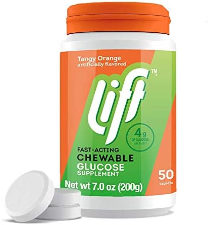 Lift Glucose | Fast-Acting Glucose Chewable Energy Tablets | Orange | 50 ct Jar (Pack of 6)