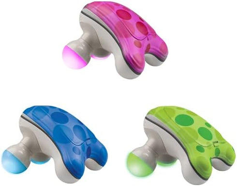 HoMedics Ribbit Mini Handheld Massager, Vibrating Electric Massager, Comfort Grip, LED Light, Batteries Included,
