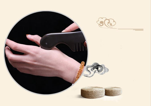 Scalp Massage Comb, Bian Stone Gua Sha Scraping Massage Tool for Arms, Legs, Hands, Necks, Meridian Massager, Face Gua