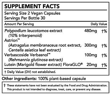 Smarter Skin Triple Combination of Polypodium Leucotomos Extract, FloraGLO, Verbasnol, 60 Vegan Capsules