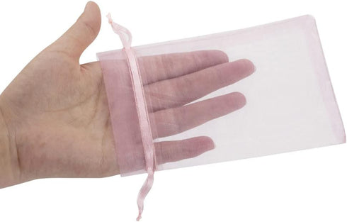 HRX Package 100pcs Blush Pink Organza Gift Bags, 4 x 6 inch Drawstring Jewelry Pouches for Party, Wedding, Baby Shower