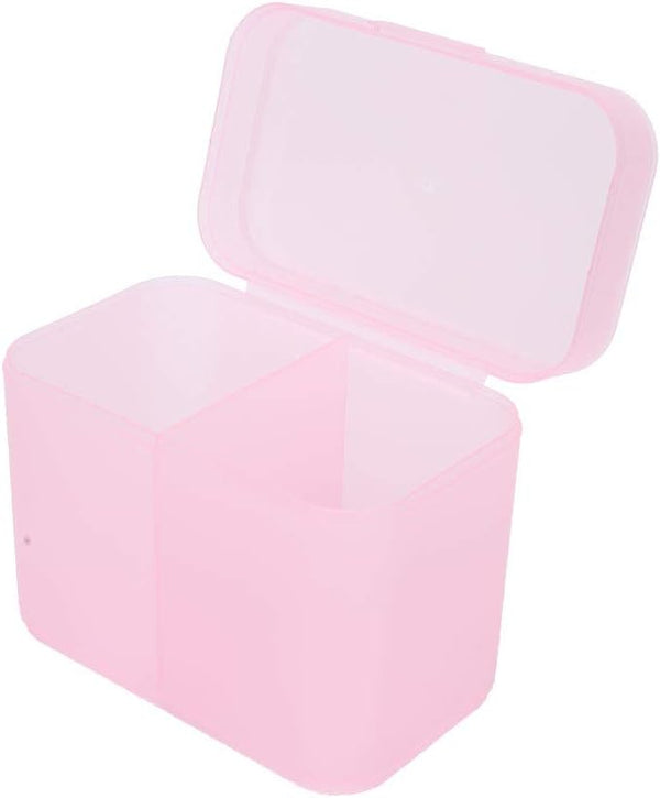 Dioche 2 Grids Nail Storage Box, Nail Polish Remover Pad Container, Cosmetic Storage Box Organizer Holder for Nail Tools