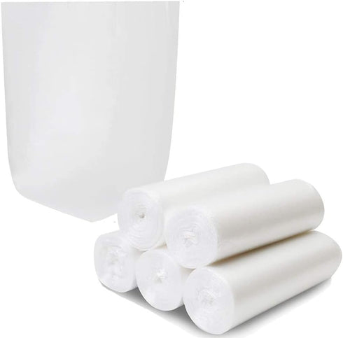 Small Trash Bags, 4 Gallon, Clear White, Waste Basket Bin Liners for Bathroom, Kitchen, Office, Home, 125 Count