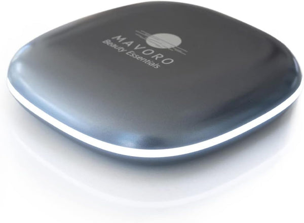 Mavoro LED Lighted Travel Makeup Mirror, Rechargeable, 1x/10x Magnification, Pocket or Purse Mirror, Touch Sensor