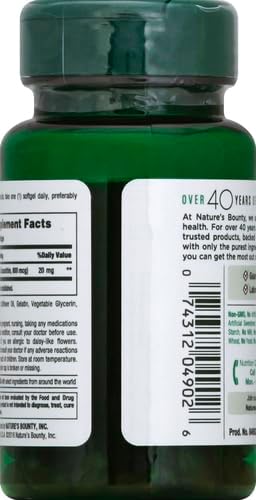 Nature's Bounty Lutein Pills, Eye Health Supplements, 20 mg, 40 Softgels for Vision Health
