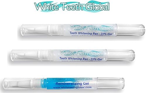 White Teeth Global Teeth Whitening Kit Including 2 Whitening Pens and 1 Remineralization Pen.