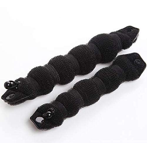 Set of 2 Black Magic Hair Styling Donut Bun Ring Styler Maker for Women, 1 Large + 1 Small