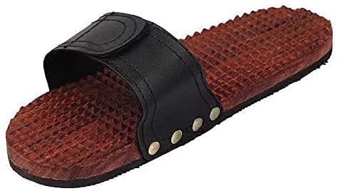 Zifron Wood Store Wooden Chappal Acupressure Foot Feet Massager for Good Health Slipper Brown