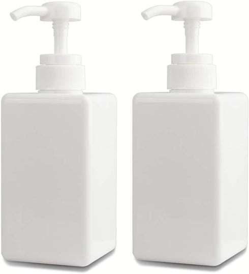 Refillable Plastic Pump Bottle, Empty Lotion Soap Dispenser Liquid Container, 15oz/450ml White, 2 Pack for Bathroom