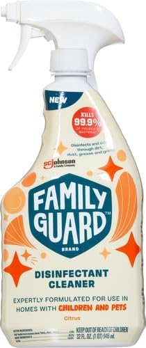 Family Guard Brand Disinfectant Spray Trigger & Multi Surface Cleaner, Antibacterial Spray, Expertly Formulated for Use In Homes with Children & Pets, Citrus Scent, 32 oz (Pack of 1)