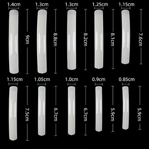 Yimart 100pcs Extra Long Curve Nail Tip, White/Clear/Natural, UV Gel French Acrylic False Nail Art