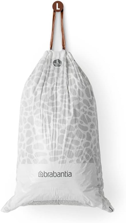 L/10.6-12 (40 Brabantia PerfectFit Trash Bags (Size Gal) Thick Plastic Trash Can Liners with Drawstring Handles Bags)