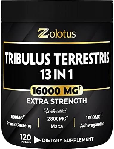 13in1 Tribulus Terrestris Capsules - 16000mg with Maca, Horny Goat Weed, Panax Ginseng & More, 120 Counts