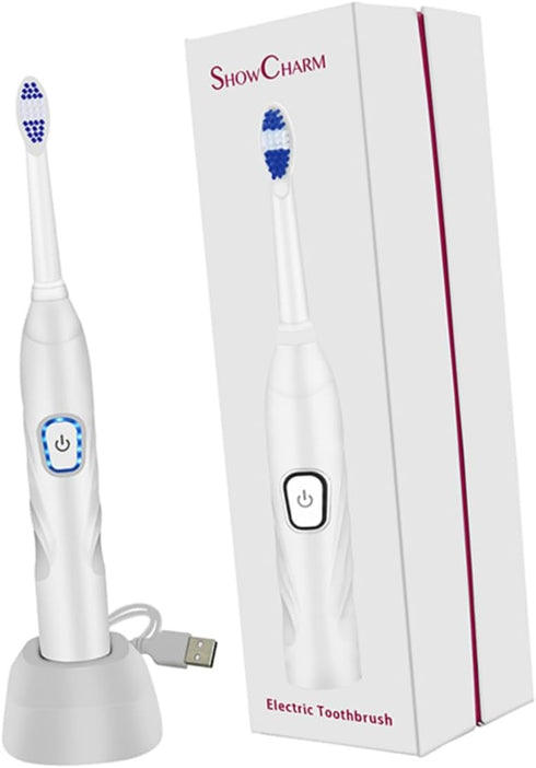 Sonic Vibration Electric Toothbrush - Waterproof USB Charging in White