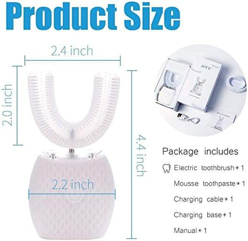 Maybuy 360 Ultrasonic Automatic Toothbrush, Ultrasonic U-Shaped Toothbrushes for Adult, Electric Sonic Tooth Brush