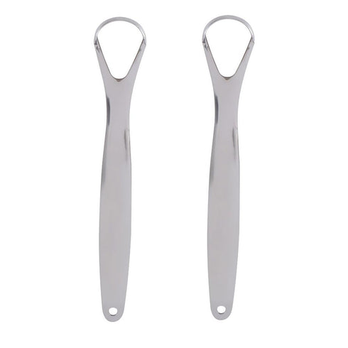 2PCS Metal Tongue Scraper, Reusable Stainless Steel Oral Tongue Cleaner for Oral Care