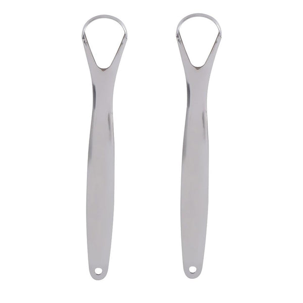 2PCS Metal Tongue Scraper, Reusable Stainless Steel Oral Tongue Cleaner for Oral Care