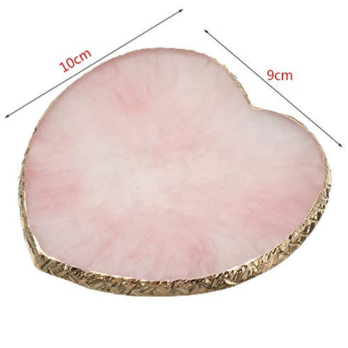 Resin Nail Art Plate Palette, Makeup Gel Polish Color Mixing Plate, Golden Edge Heart Shaped Display Holder