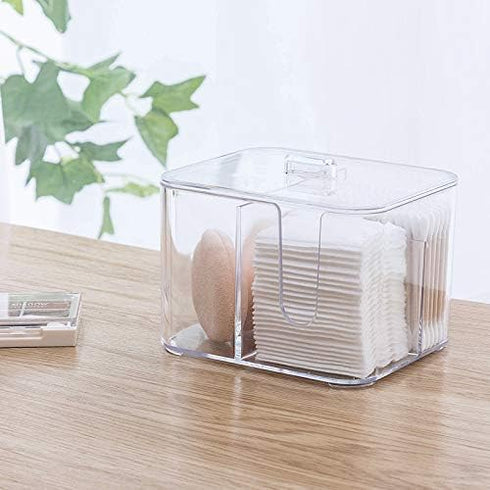 SUNFICON Cotton Swab Balls Box, Cotton Pads Holder Organizer, Acrylic Crystal Clear Canister
