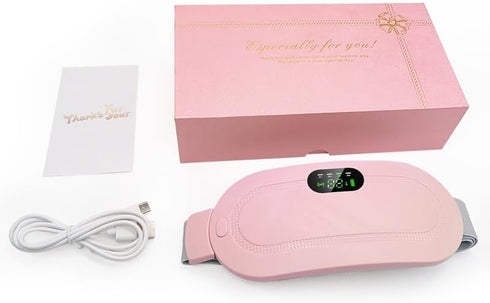 PingJuXuan Smart Menstrual Heating Pad with LCD Display, Pink Portable Electric Waist Belt,